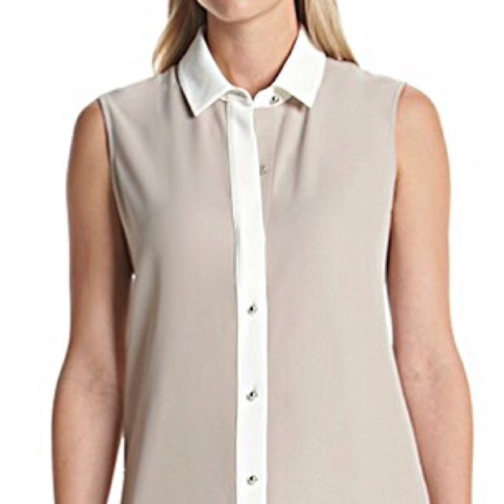 (Sizes 14,16) Calvin Klein Khaki, Black and Cream Shirt Dress - Picture 4 of 12